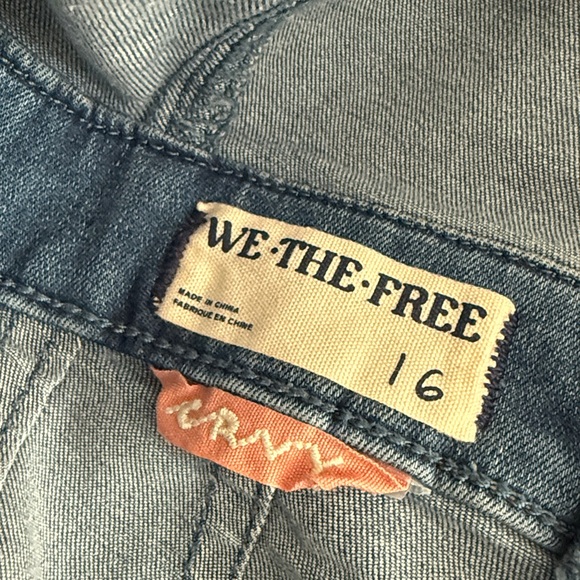 Free People Crvy Sydney Denim Flare High Neck Jumpsuit We The Free New Size 16 - Picture 3 of 10